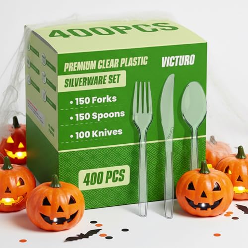 400 Pack Heavy Duty Disposable Plastic Silverware Set