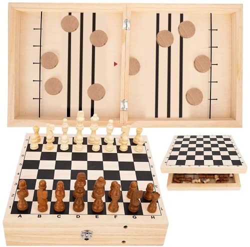 2 in 1 Sling Puck and Chess Board Game