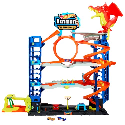 Hot Wheels Ultimate Garage Track Set with Dragon & Cars
