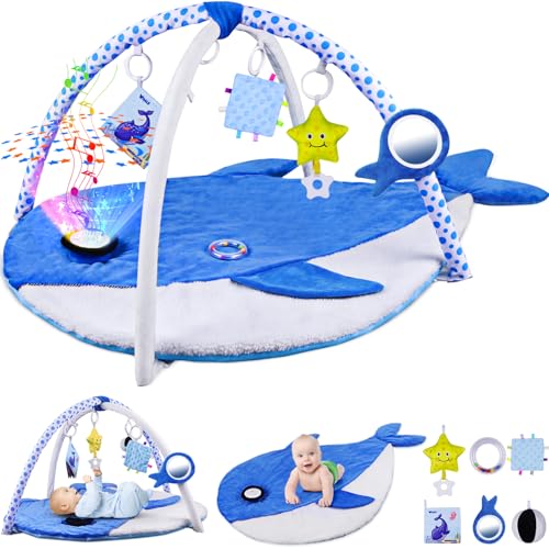 Baby Play Gym Mat with Projector and Detachable Toys