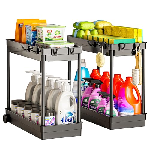 2 Pack Under Sink Organizer, 2 Tier Bathroom Shelf