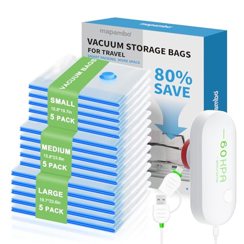 15 Pack Vacuum Storage Bags with USB Electric Pump