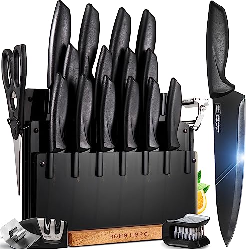 20 Piece Kitchen Knife Set with Sharpener Block
