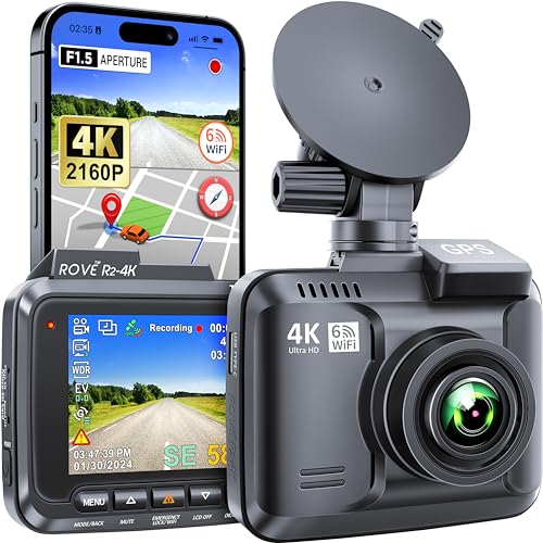 ROVE 4K Dash Cam with WiFi, GPS, Night Vision