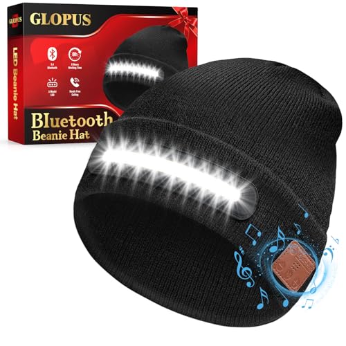 Bluetooth Beanie Hat with Headlamp and Wireless Speakers