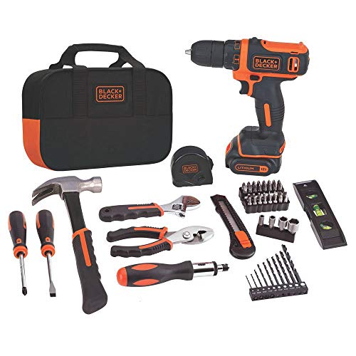 BLACK+DECKER 12V Cordless Drill and 60-Piece Tool Kit