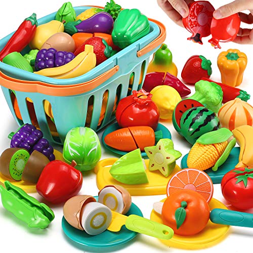 70 Piece Kids Cutting Play Food Kitchen Set