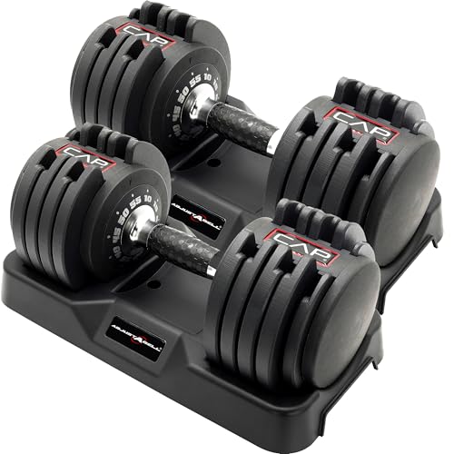 2 Adjustable 55 lb Dumbbells with Rotating Handle