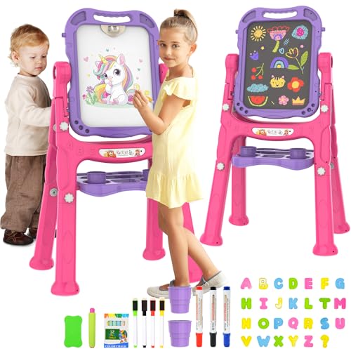 Adjustable Double Sided Kids Art Easel with Accessories
