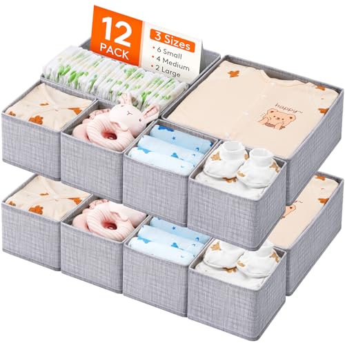 12 Pack Nursery Drawer Organizer Storage Bins for Clothes