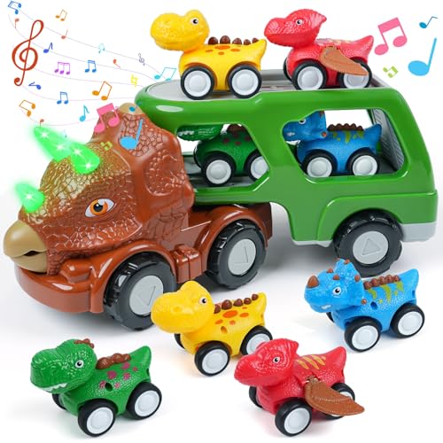 Dinosaur Truck Toy Playset with Lights and Music