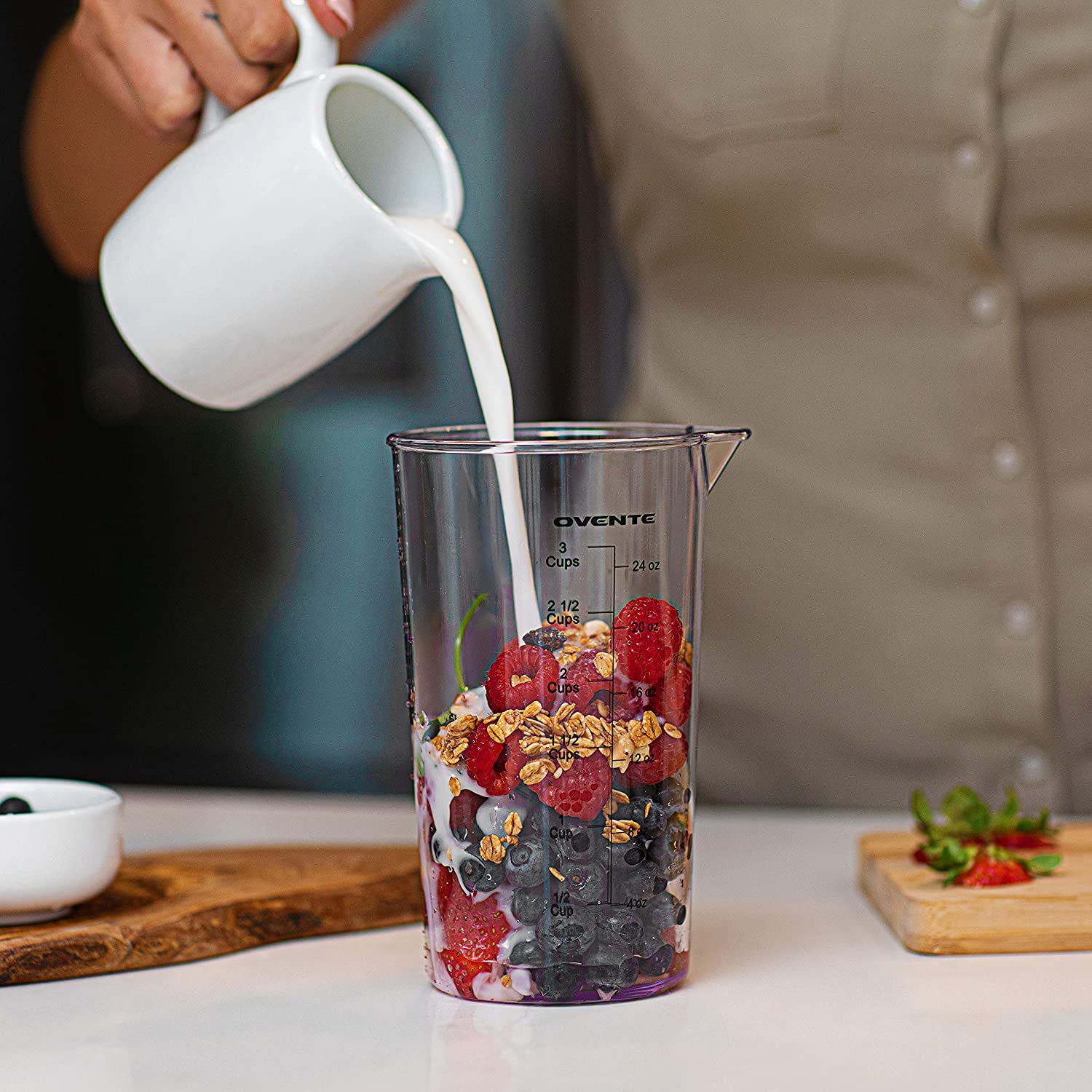 OVENTE 300W Immersion Hand Blender Set with Whisk