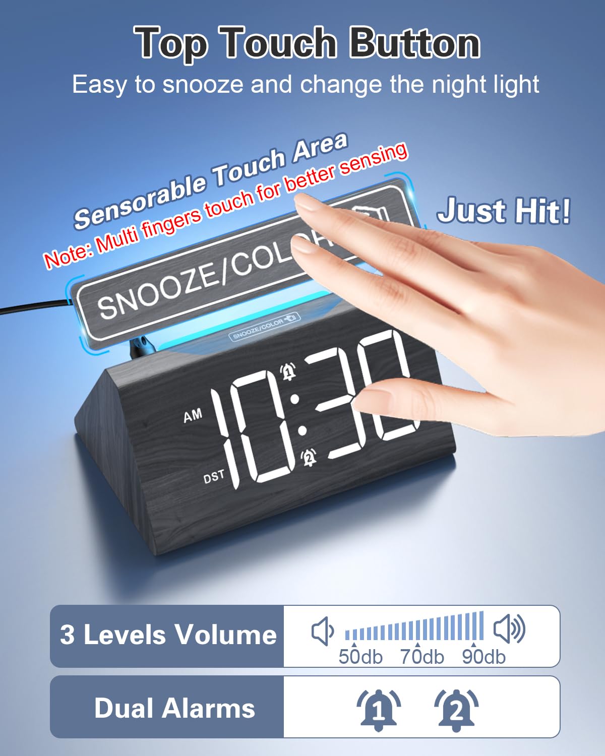Bomivoi Wooden Digital Alarm Clock with Snooze