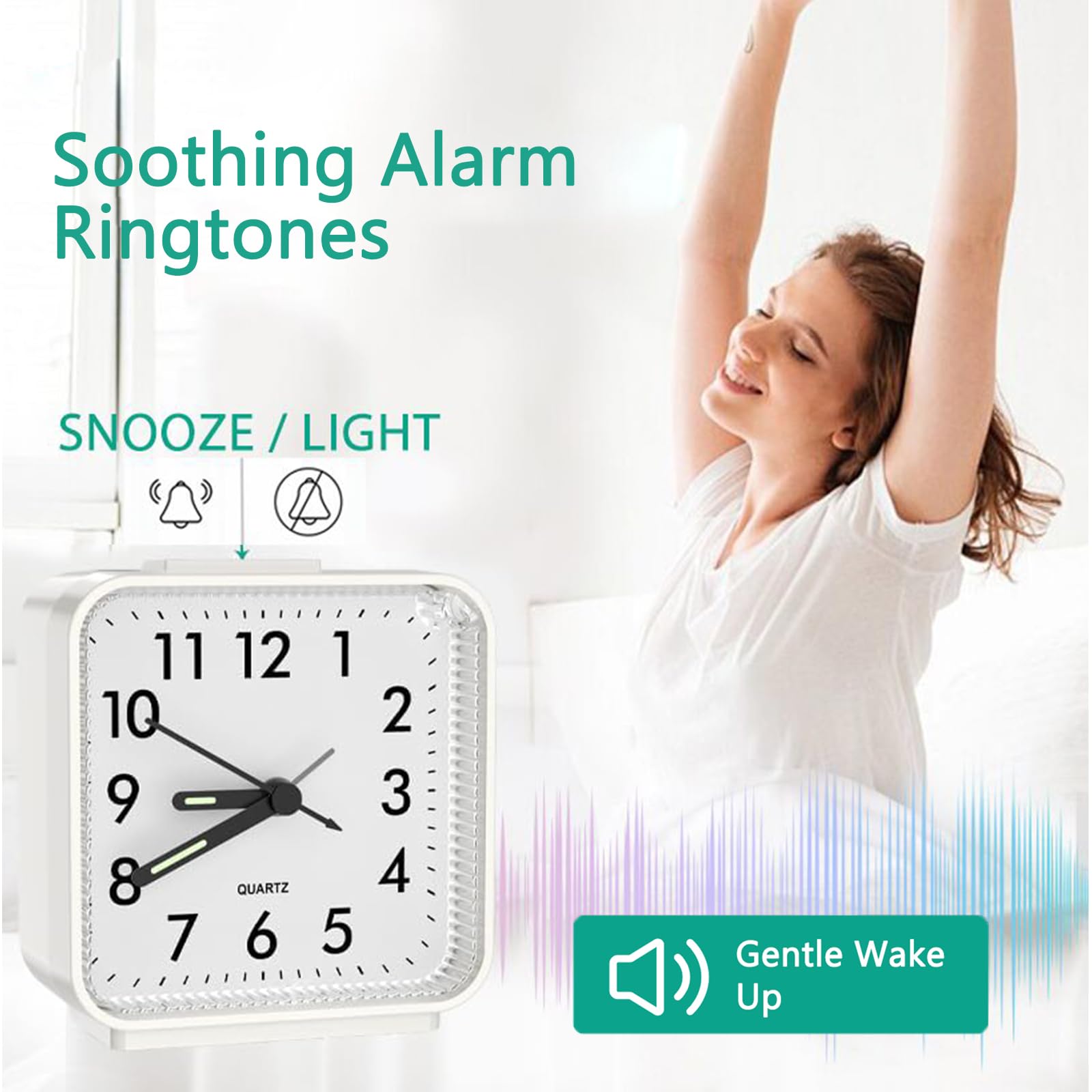 ORIA Battery Operated Analog Alarm Clock