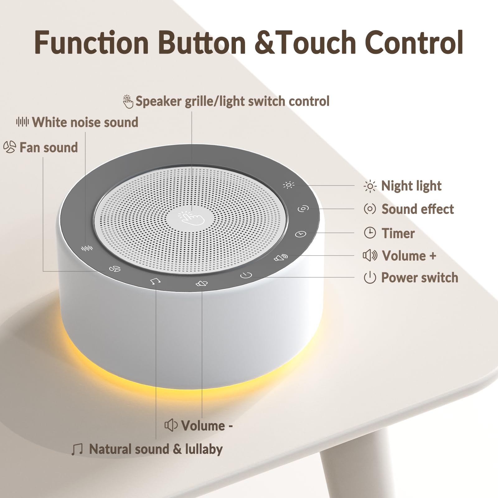 Kipcush White Noise Sound Machine with Night Light