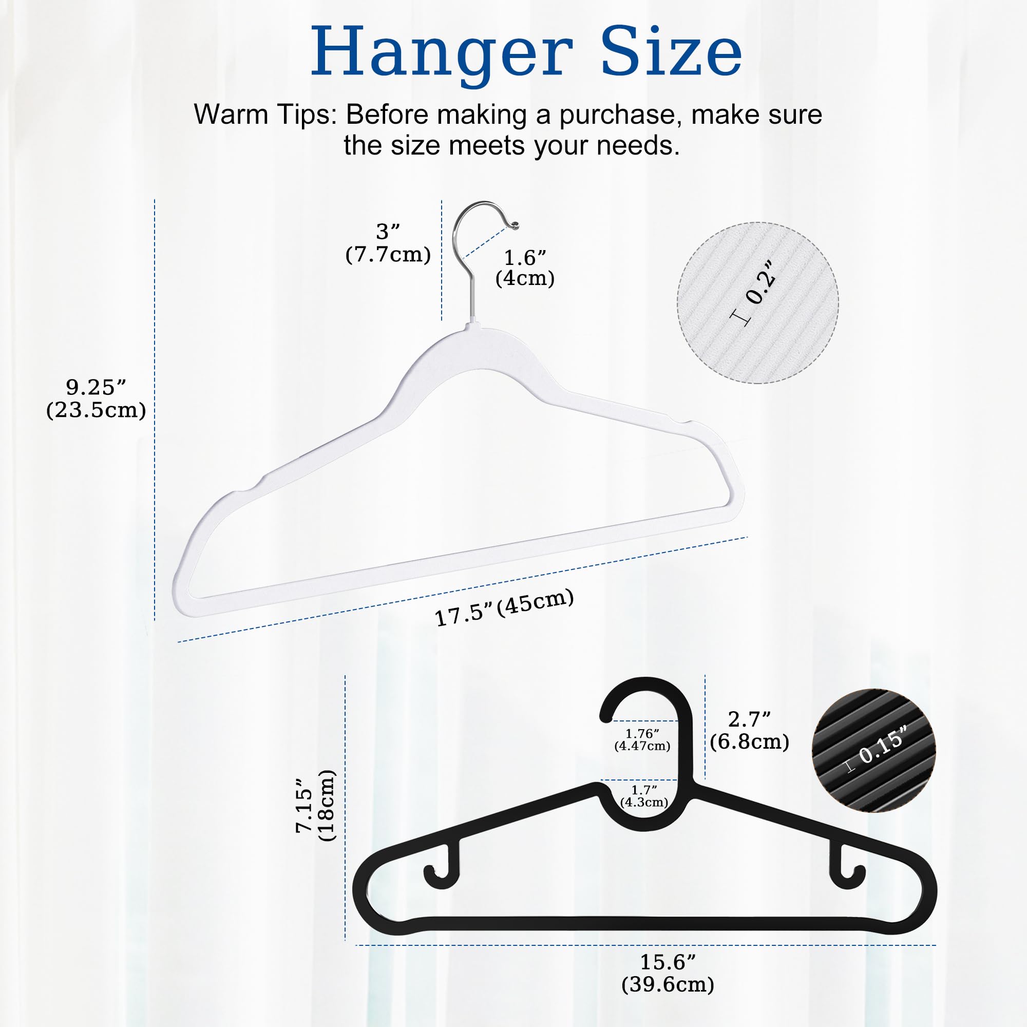 GETORO 50 Pack Velvet Non-Slip Hangers + 10 Plastic Hangers