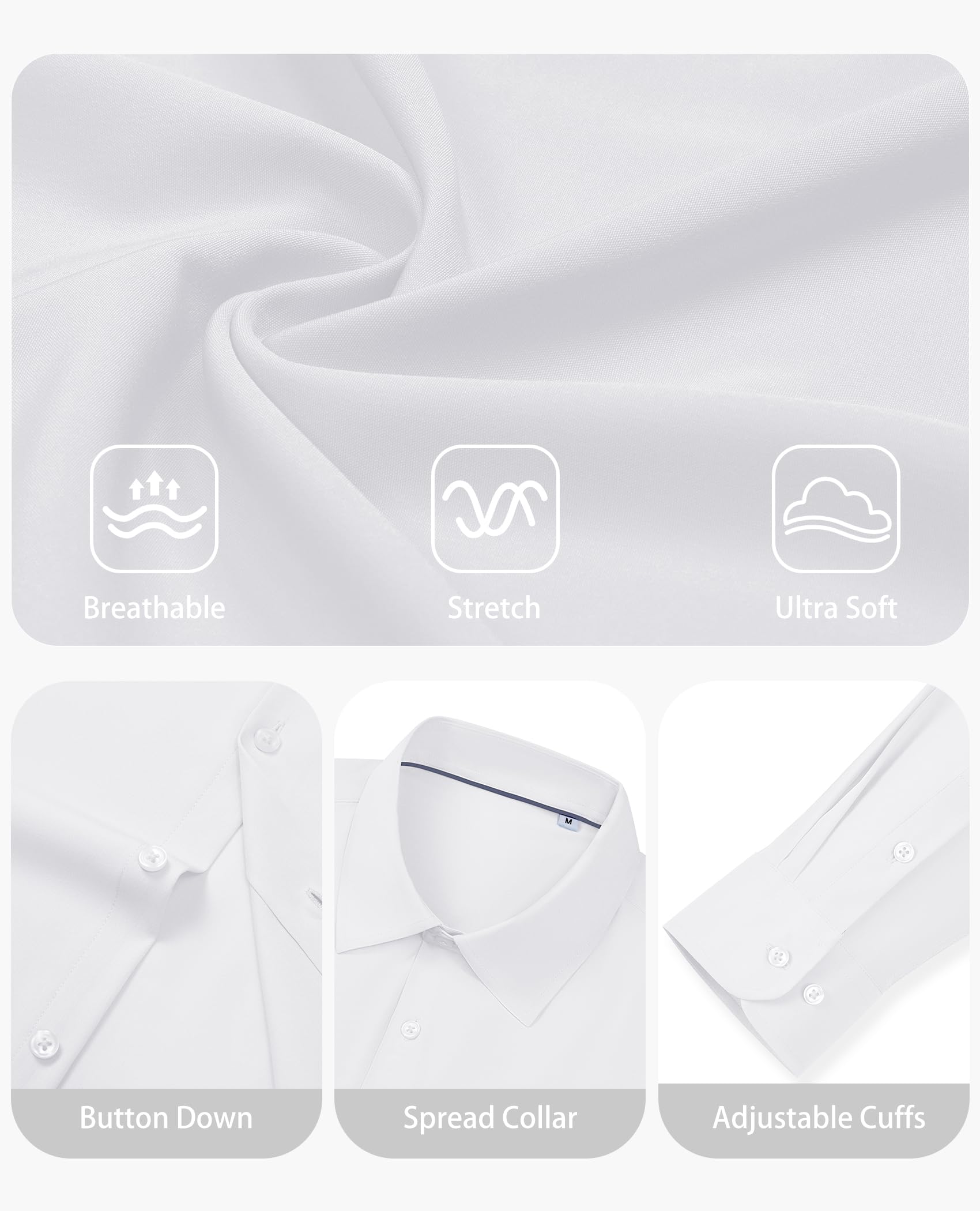 Incfott Men's Long Sleeve Stretch Dress Shirt
