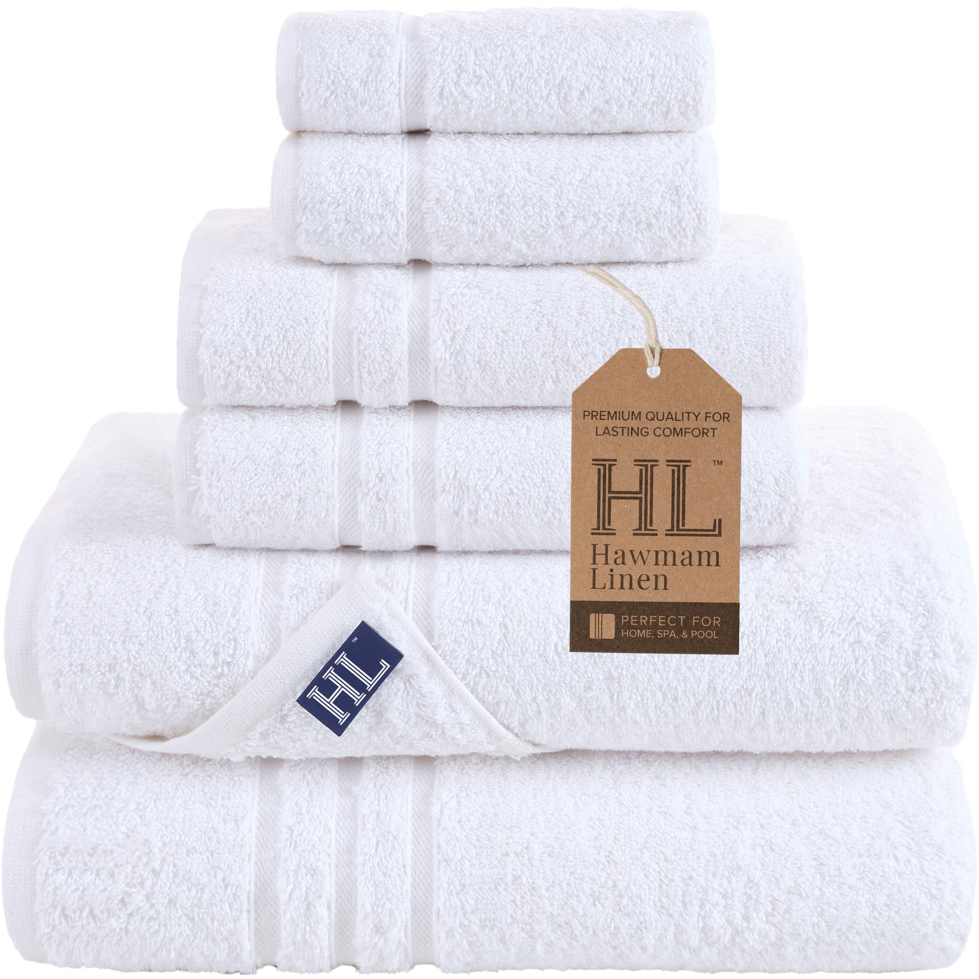 Hawmam Linen 6-Piece Turkish Cotton Bath Towel Set