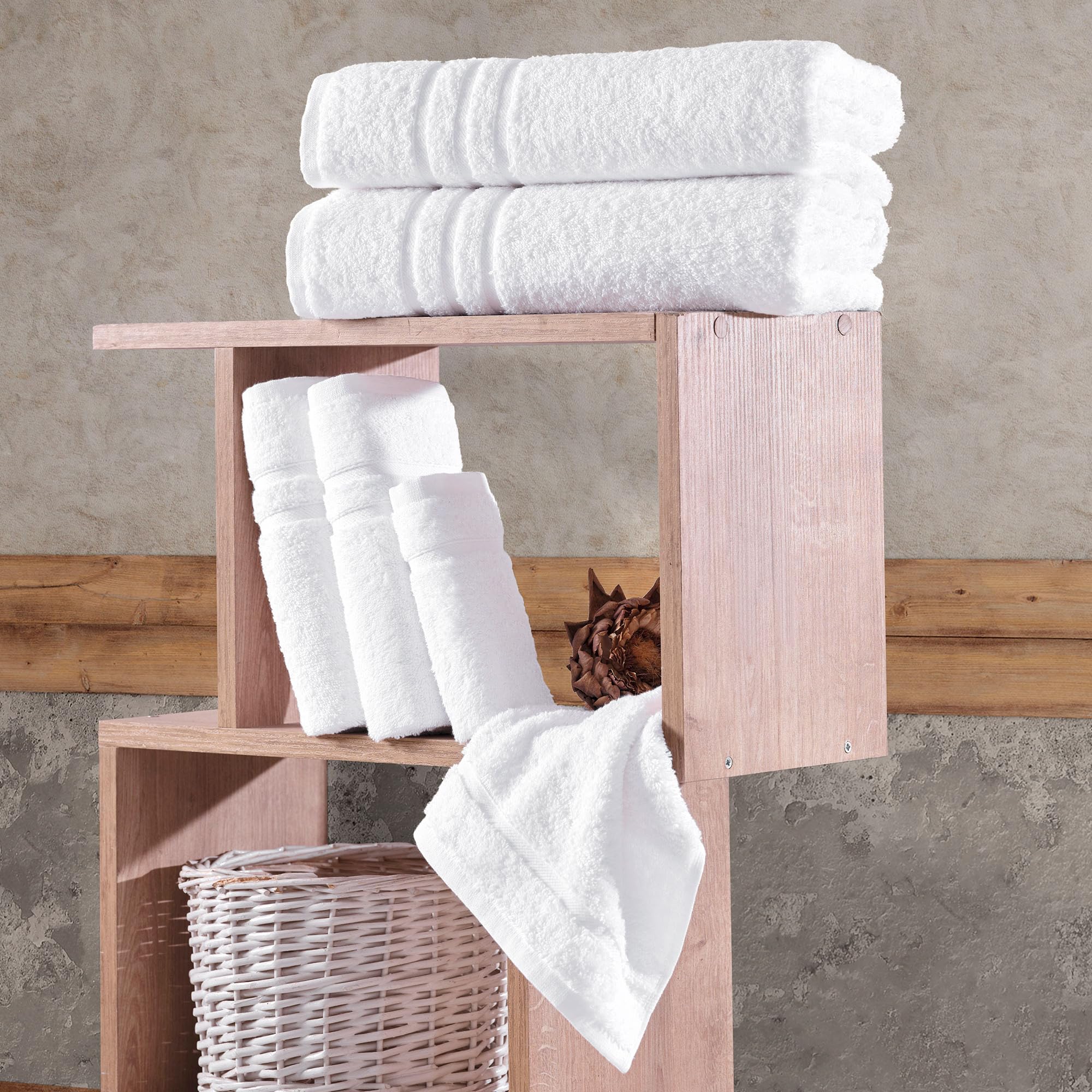 Hawmam Linen 6-Piece Turkish Cotton Bath Towel Set