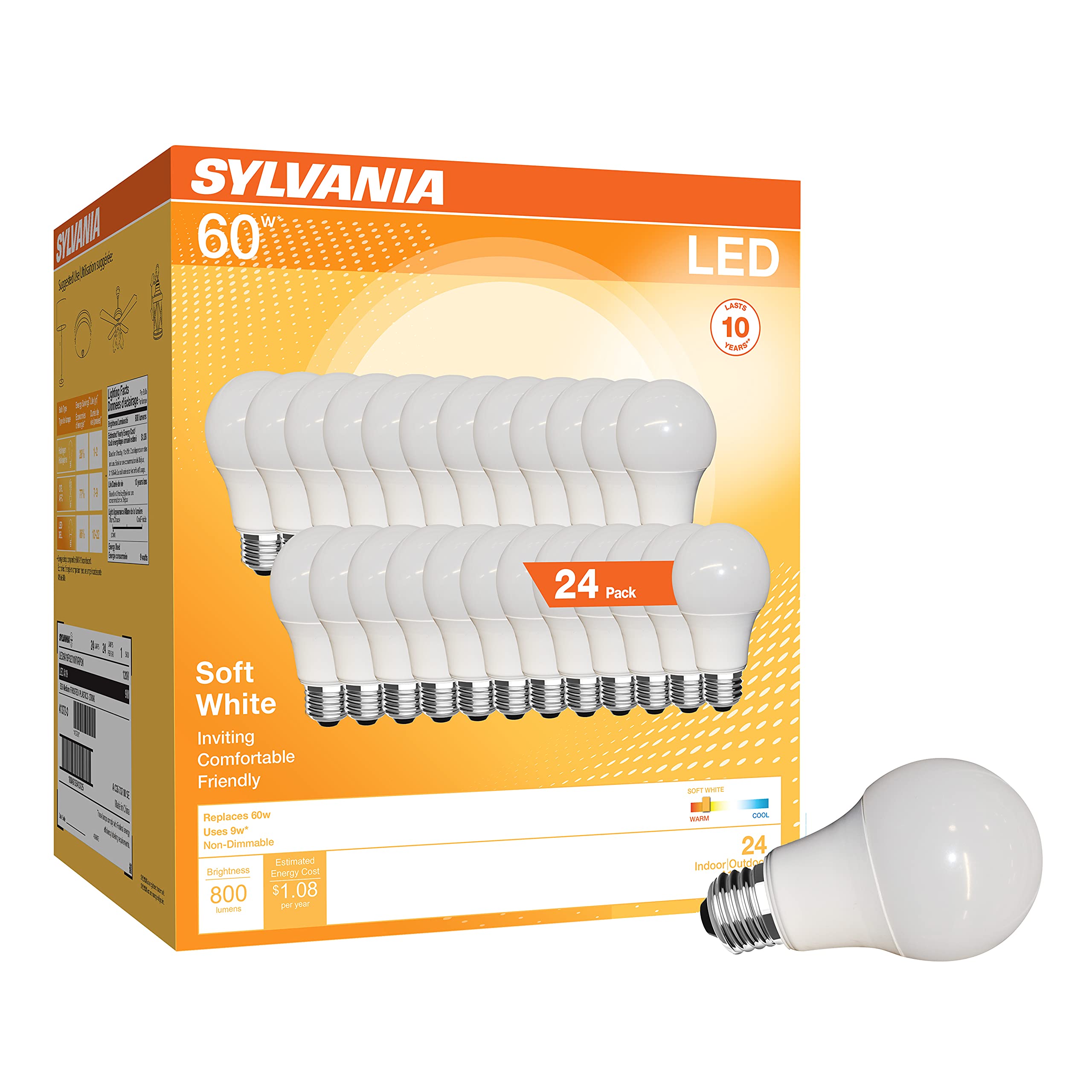 LEDVANCE 60W Equivalent Soft White LED Bulbs - 24 Pack