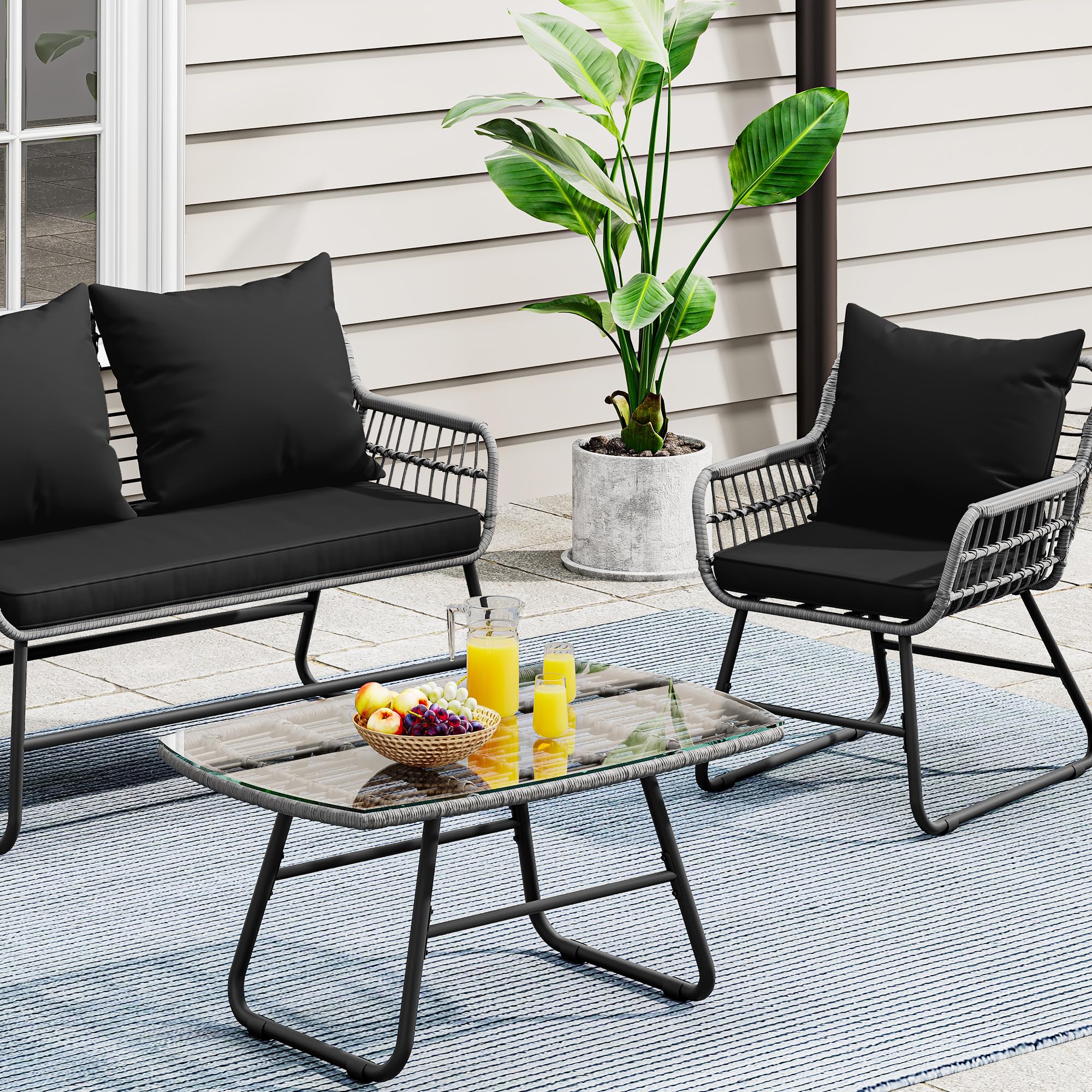 YITAHOME 4-Piece Wicker Patio Furniture Set