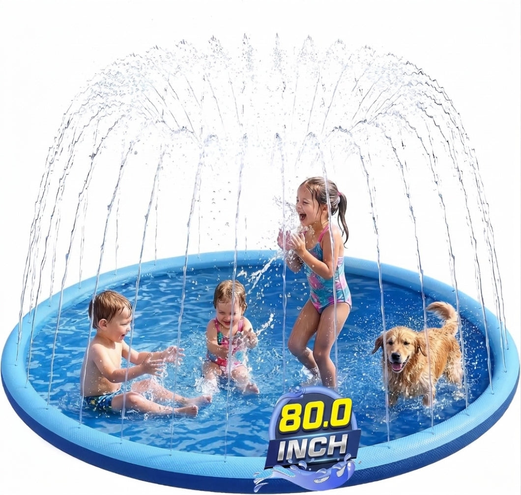 80" Non Slip Splash Pad Sprinkler for Kids and Dogs