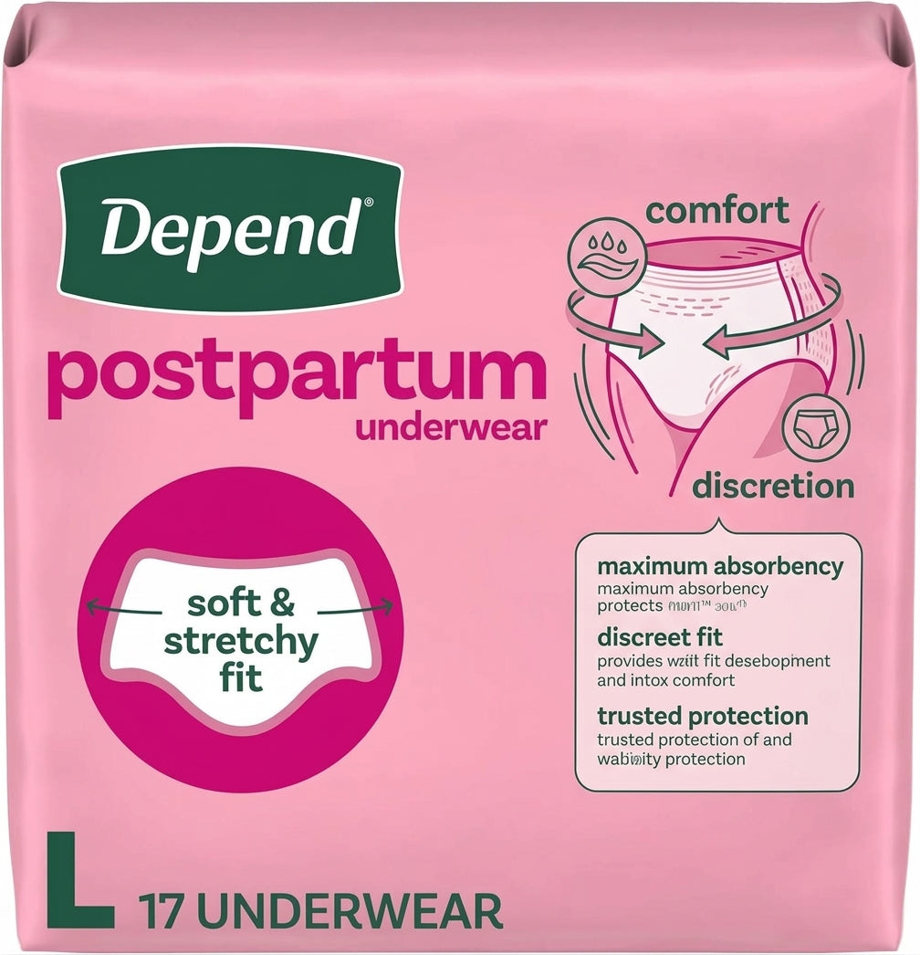 Depend Postpartum Incontinence Underwear, 17 Count