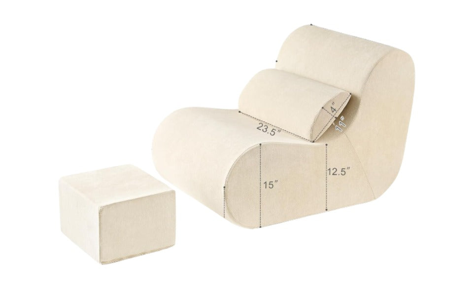 Bean Bag Chair with Ottoman, Foam Reading Sofa Set