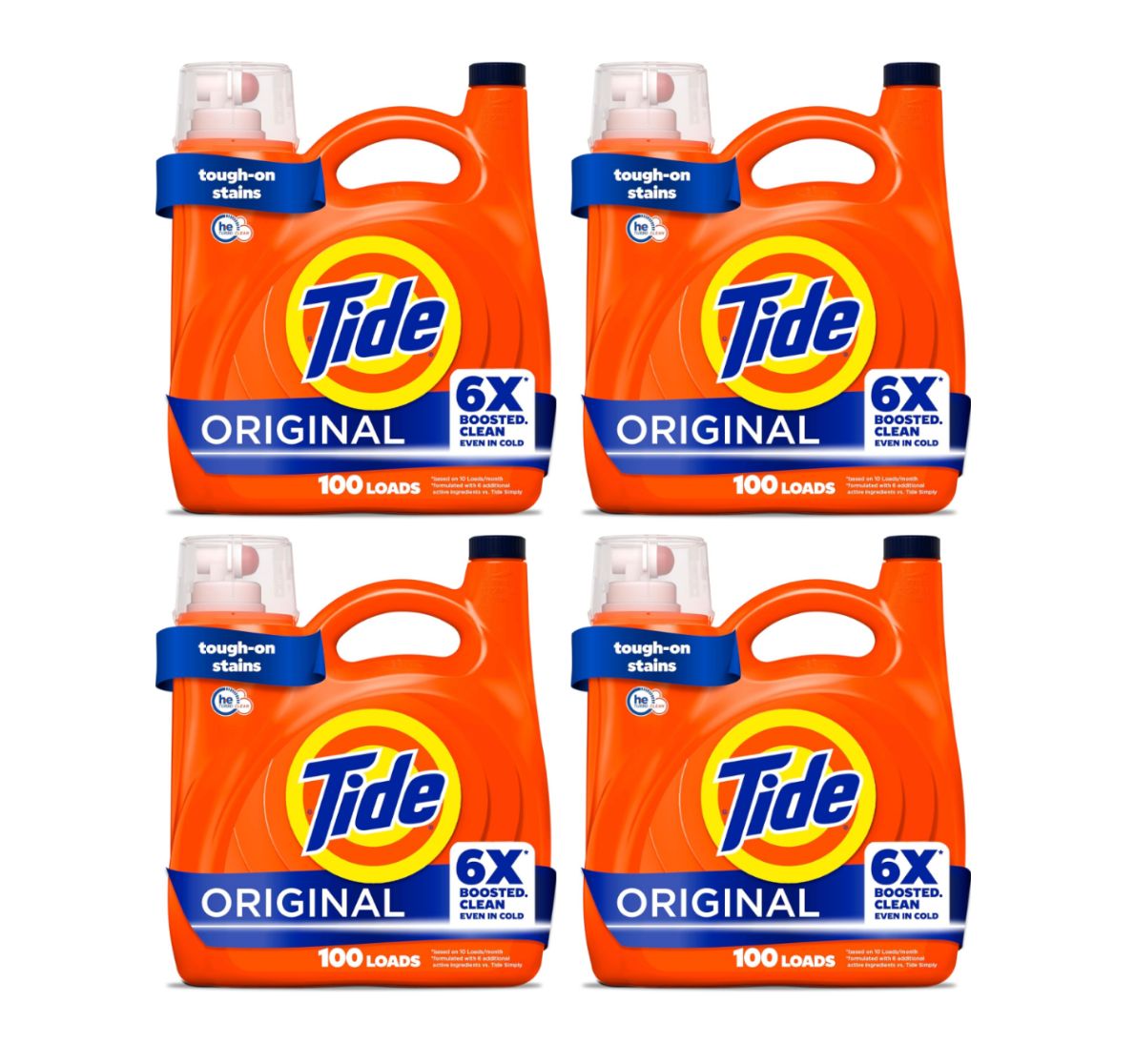4 Pack Tide 125 fl oz Liquid Laundry Detergent Original Scent