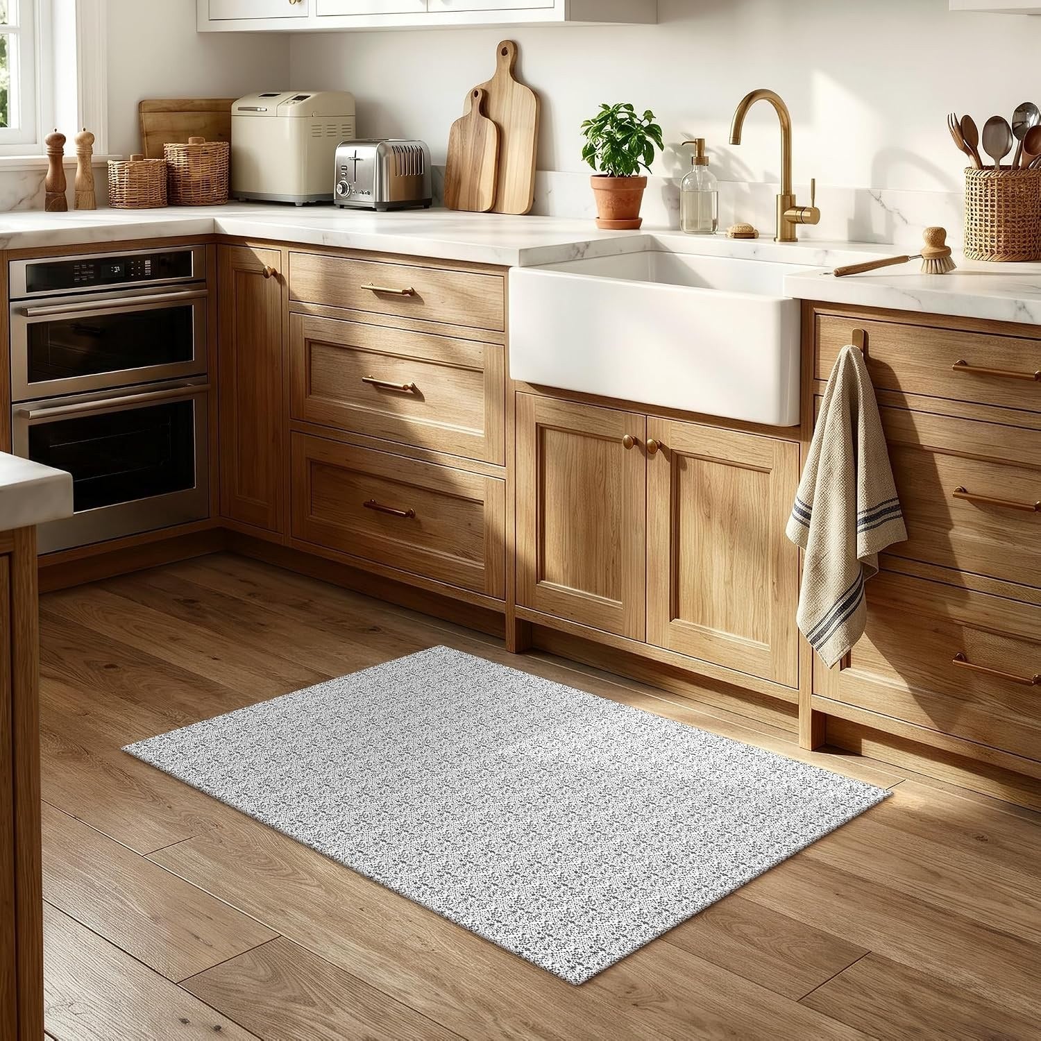 Washable Rubber Backed Woven Cotton Bathroom Rug
