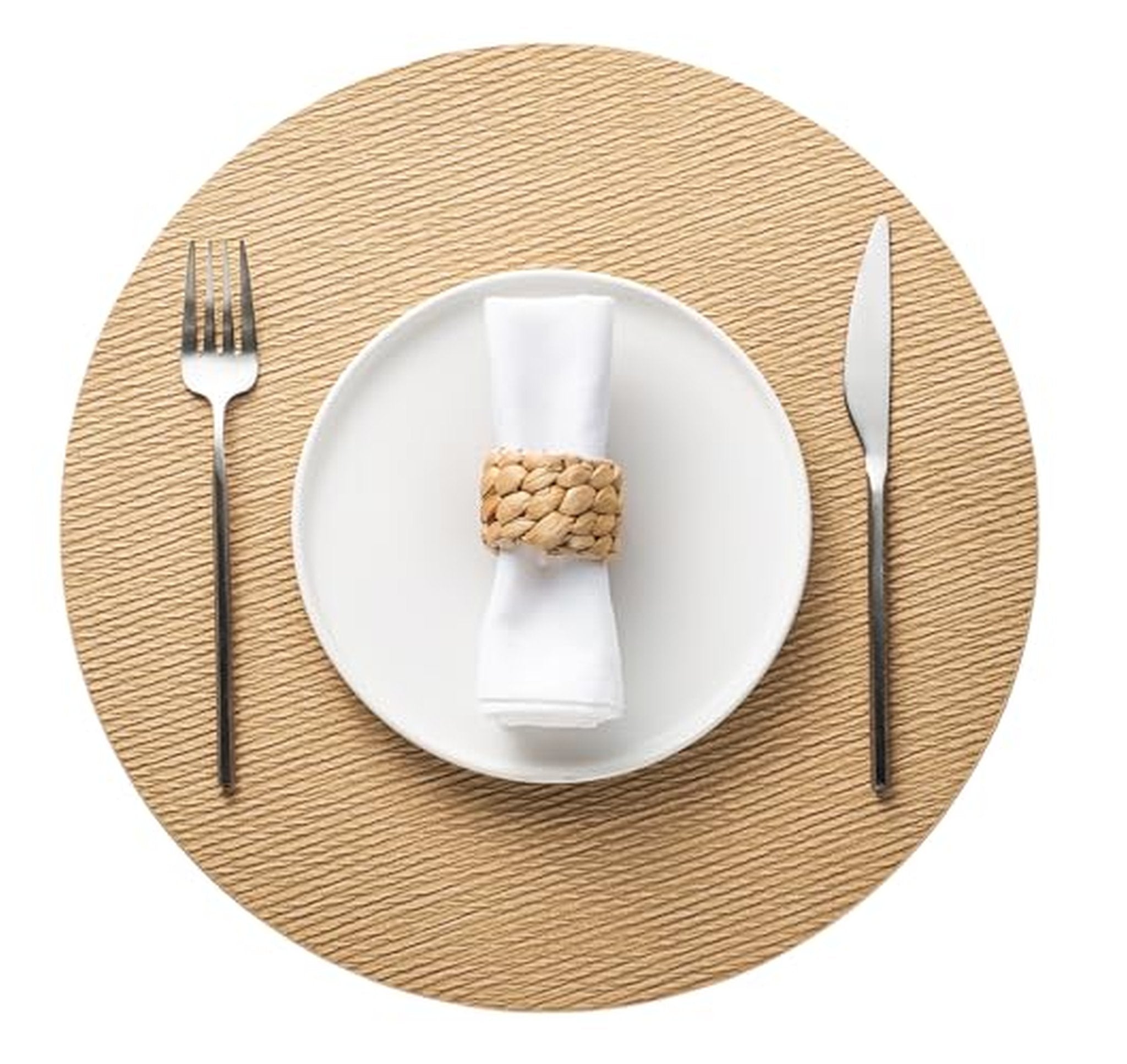 4 Pack Heat Resistant Faux Leather Round Placemats