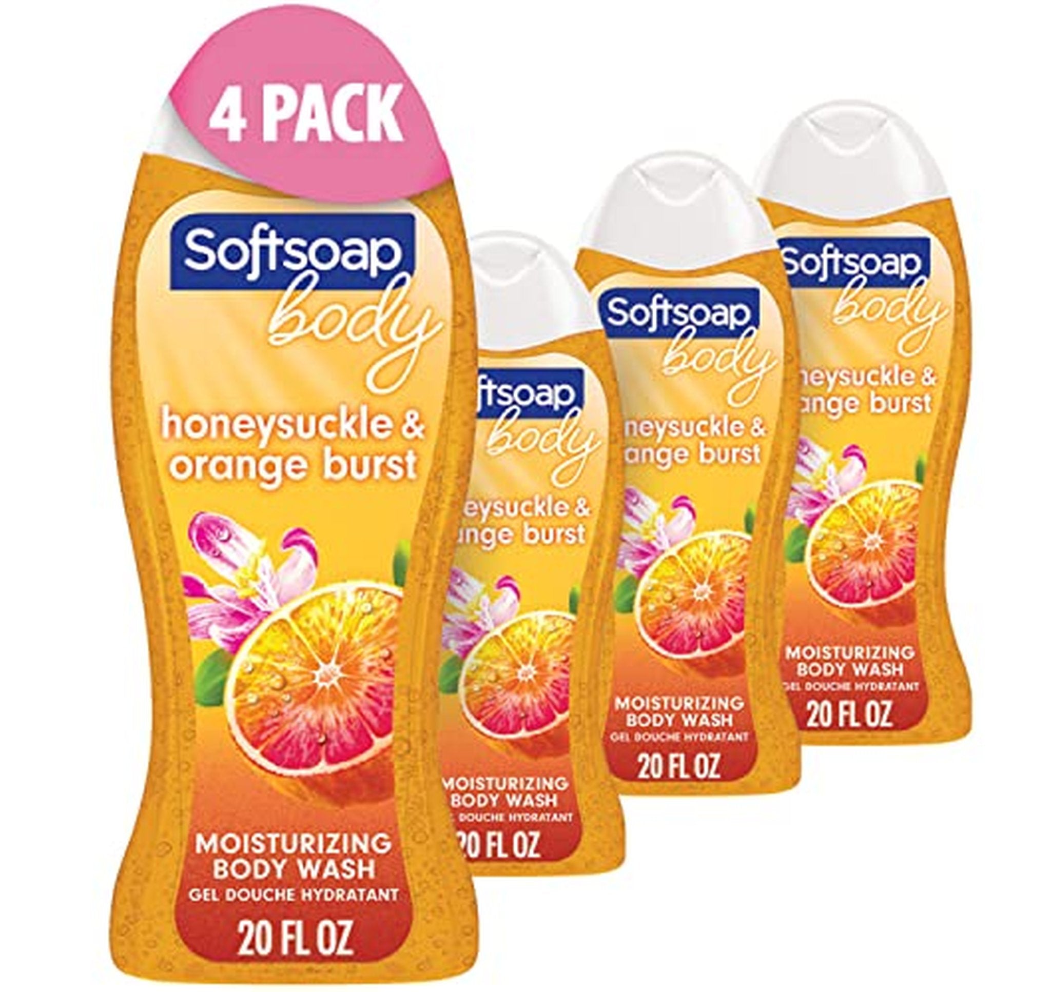 4 Pack Softsoap Honeysuckle Orange Burst Body Wash
