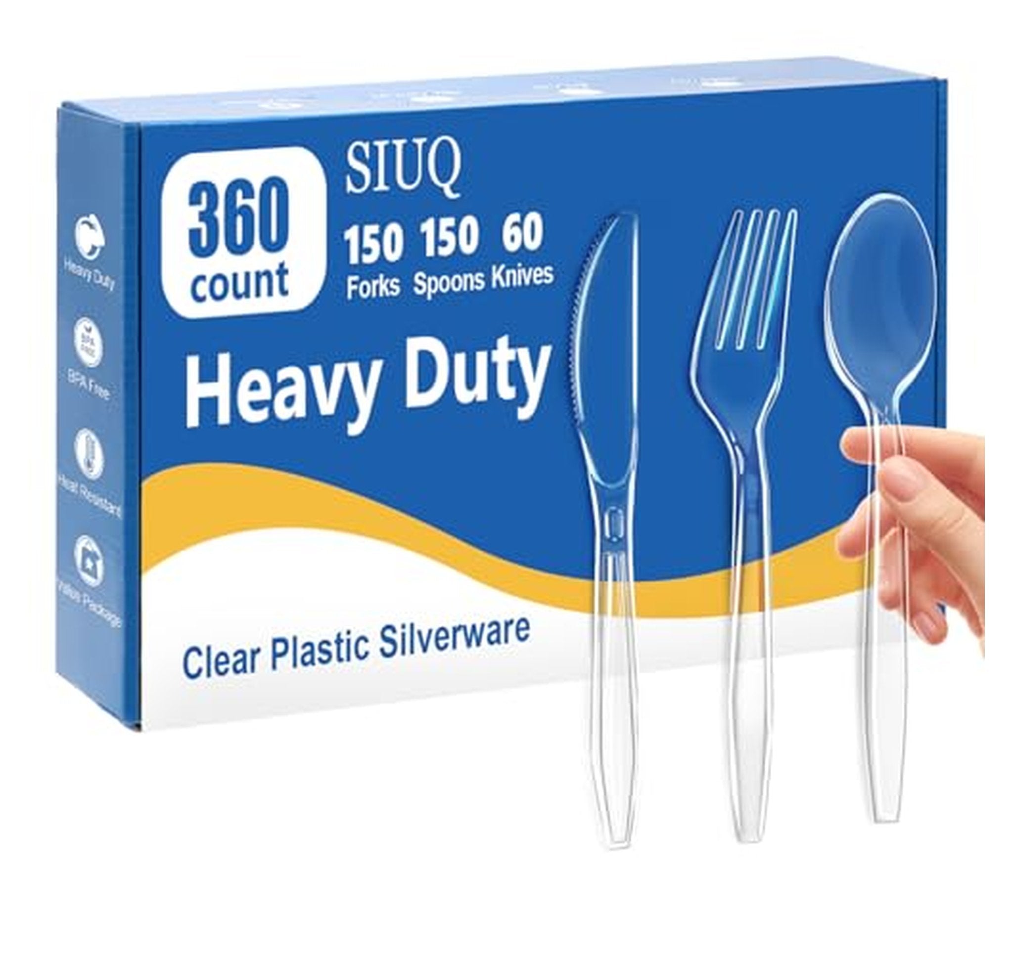 360 Count Heavy Duty Disposable Plastic Cutlery Set