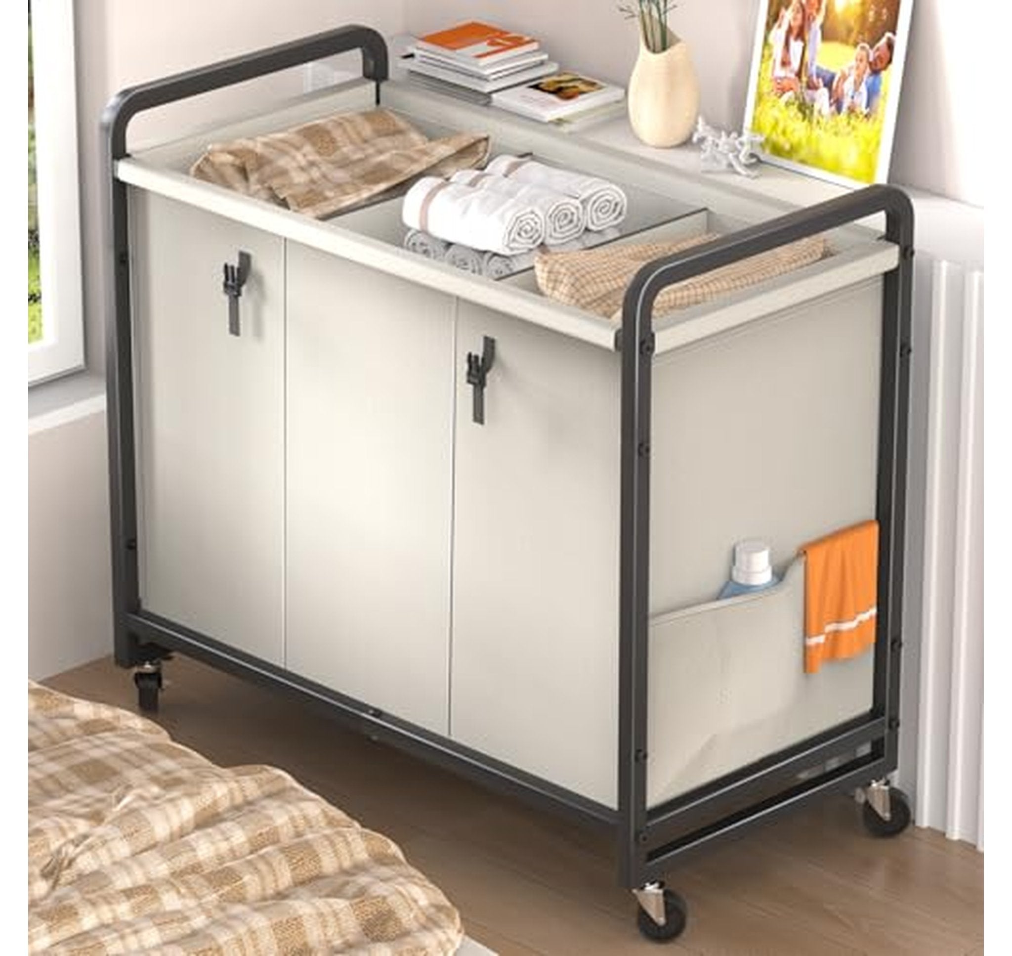 60 Gallon 3-Section Rolling Laundry Sorter Cart