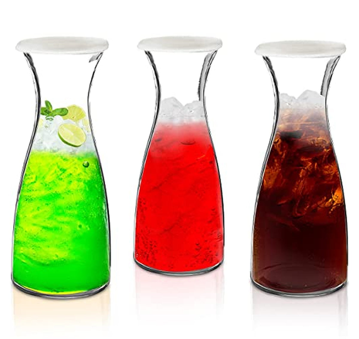 3 Pack 1 Liter Glass Water Carafe Set