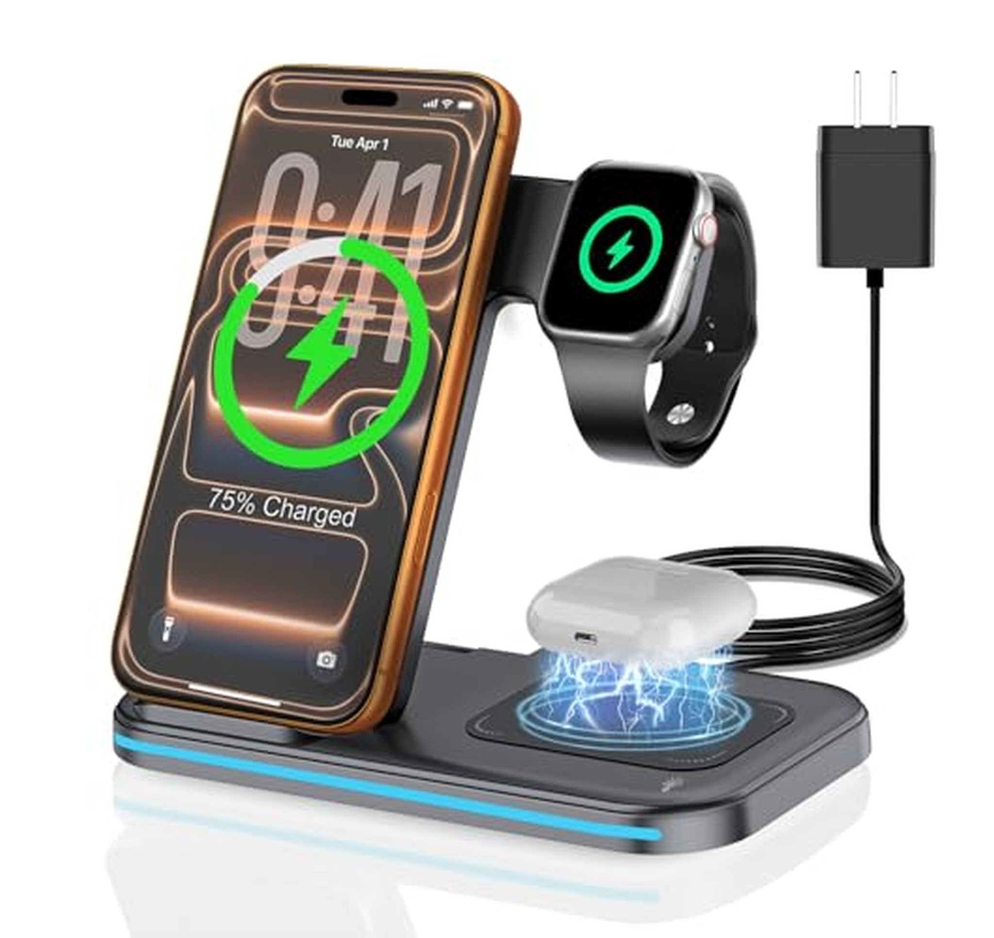 3-in-1 Wireless Charging Station for iPhone and Watch