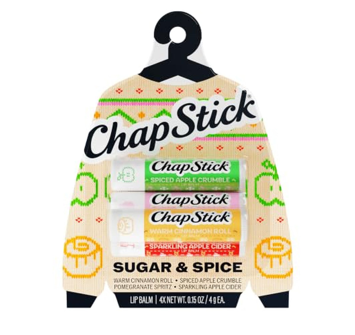 4 Pack ChapStick Holiday Flavored Lip Balm Gift Set