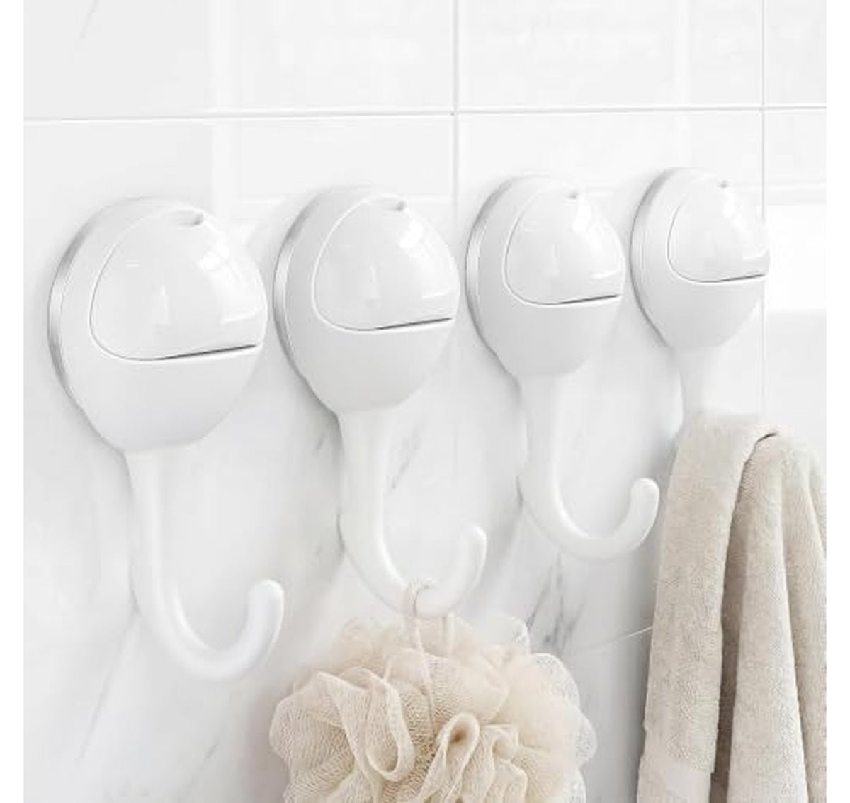 4 Pack Strong Suction Cup Shower Hooks
