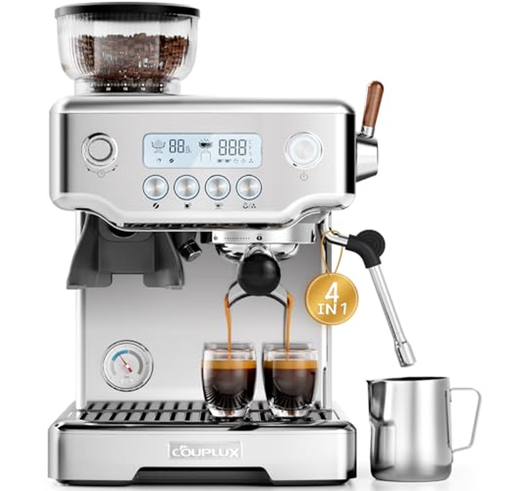 58mm Compact Espresso Machine with Built-In Grinder