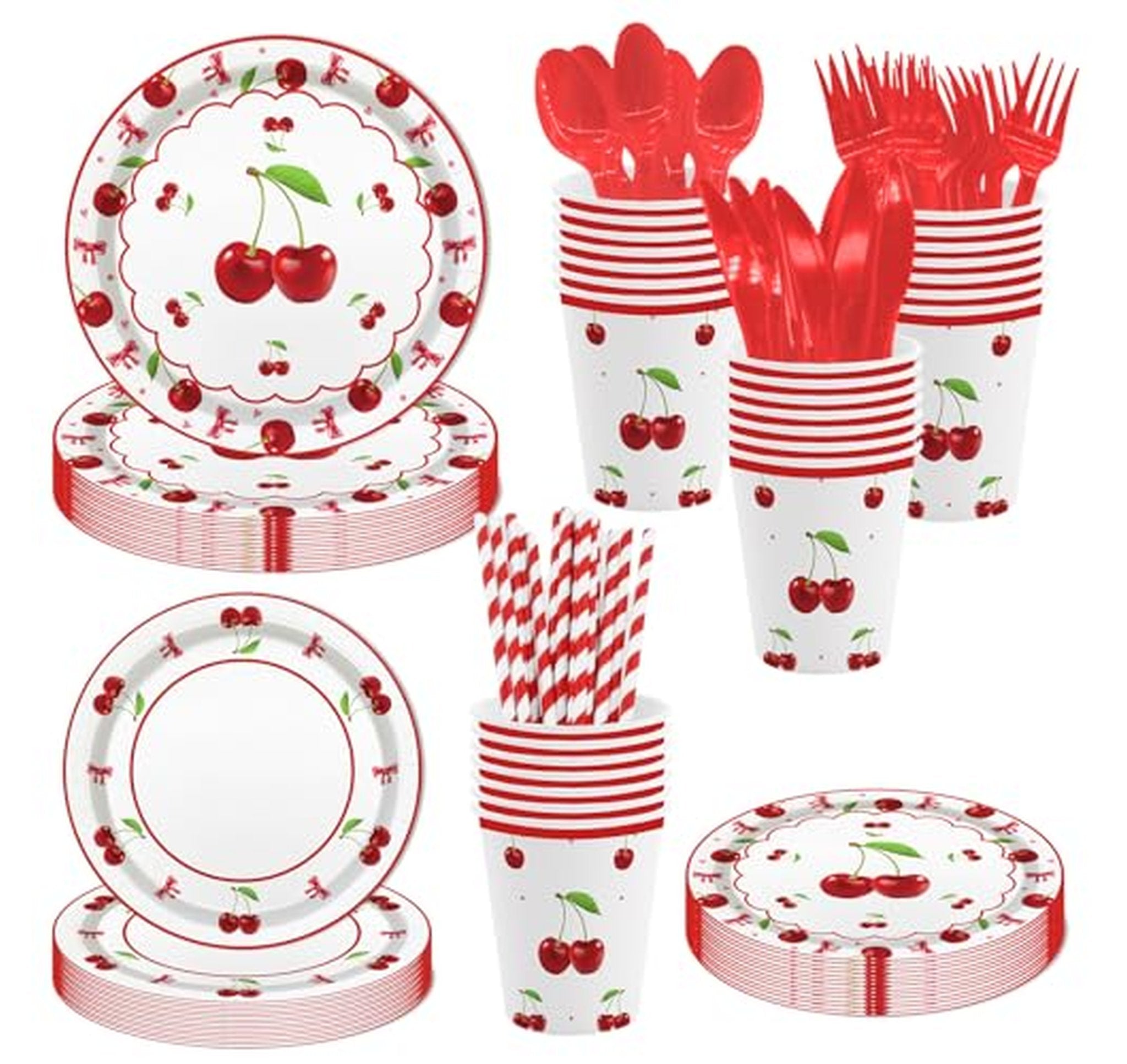 168 Piece Cherry Birthday Party Tableware Set