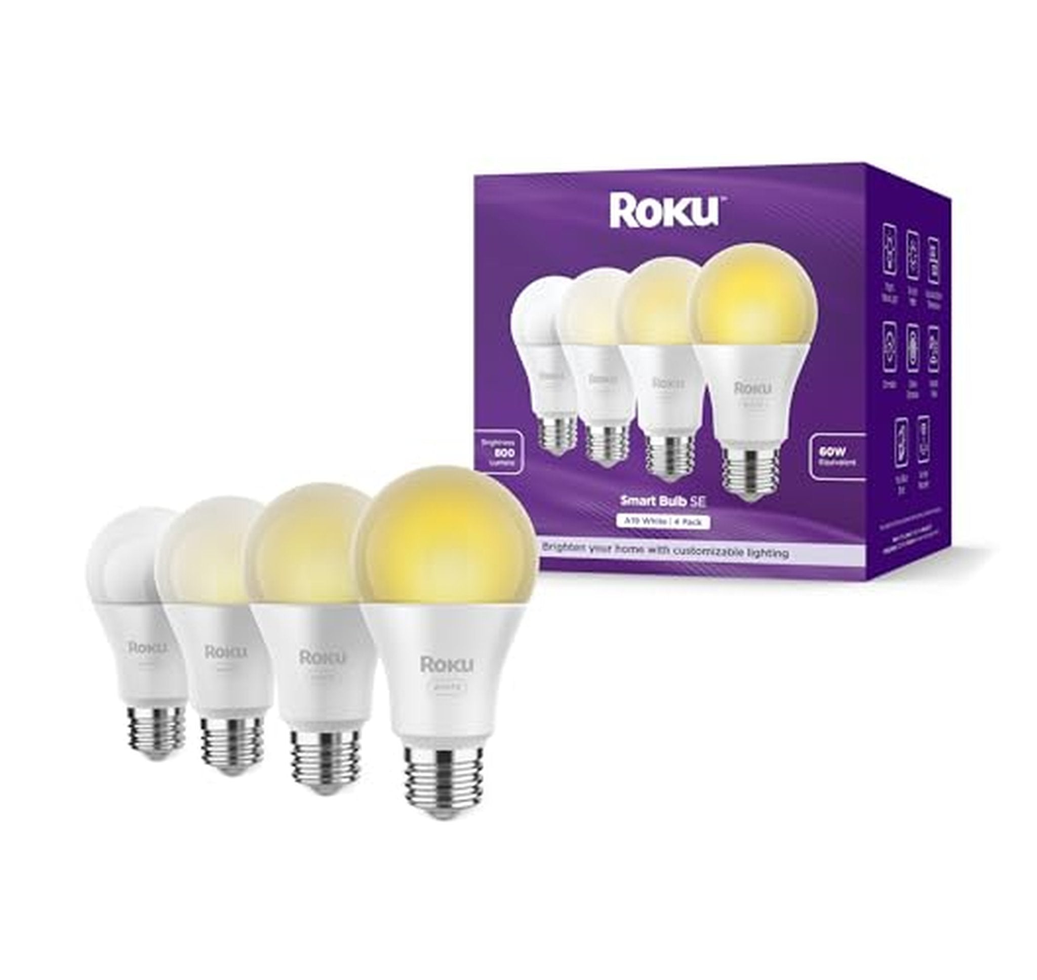 4 Pack Roku WiFi Dimmable Smart Light Bulbs