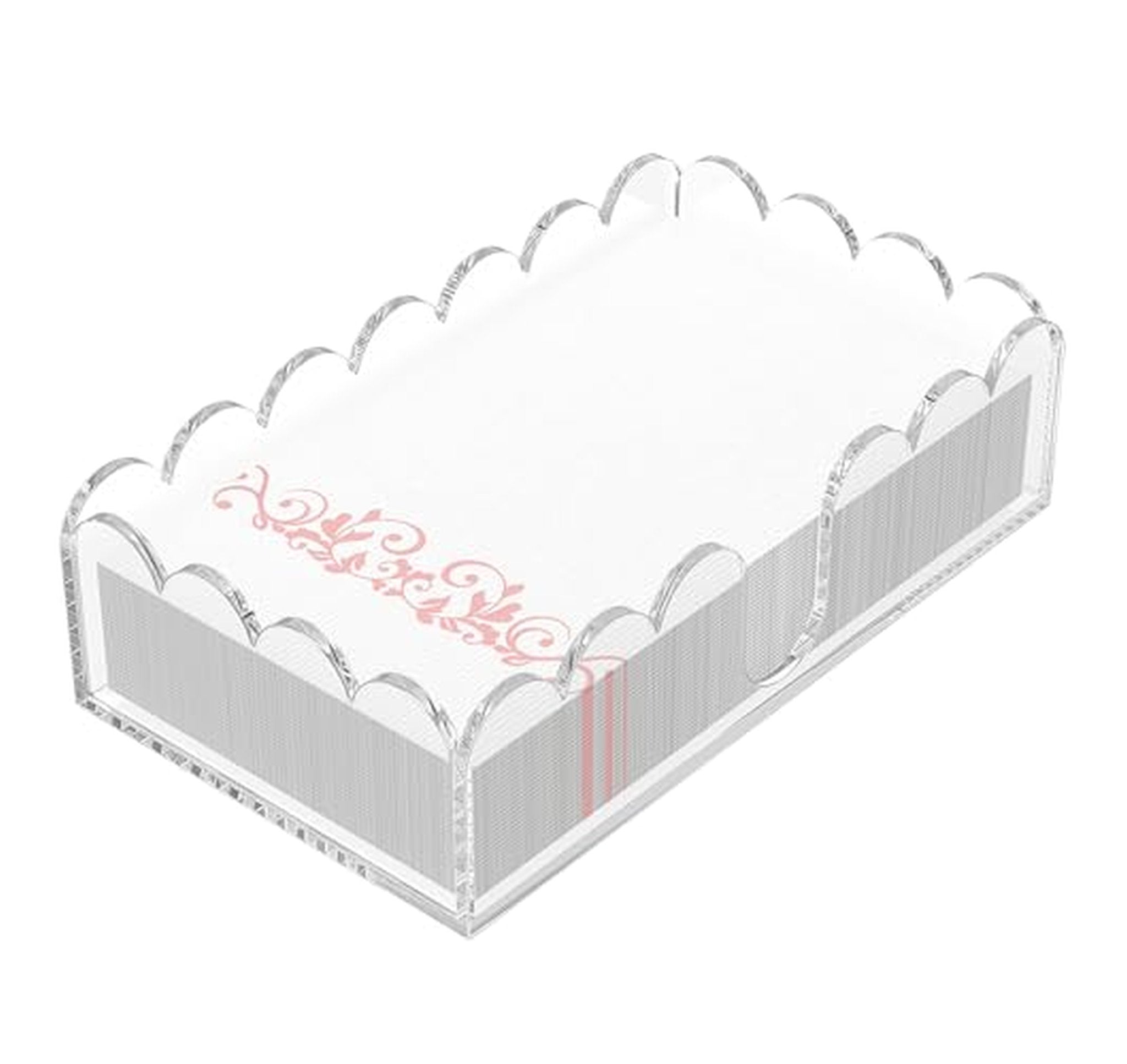 Acrylic Scalloped Napkin Holder Tray for Paper Towels