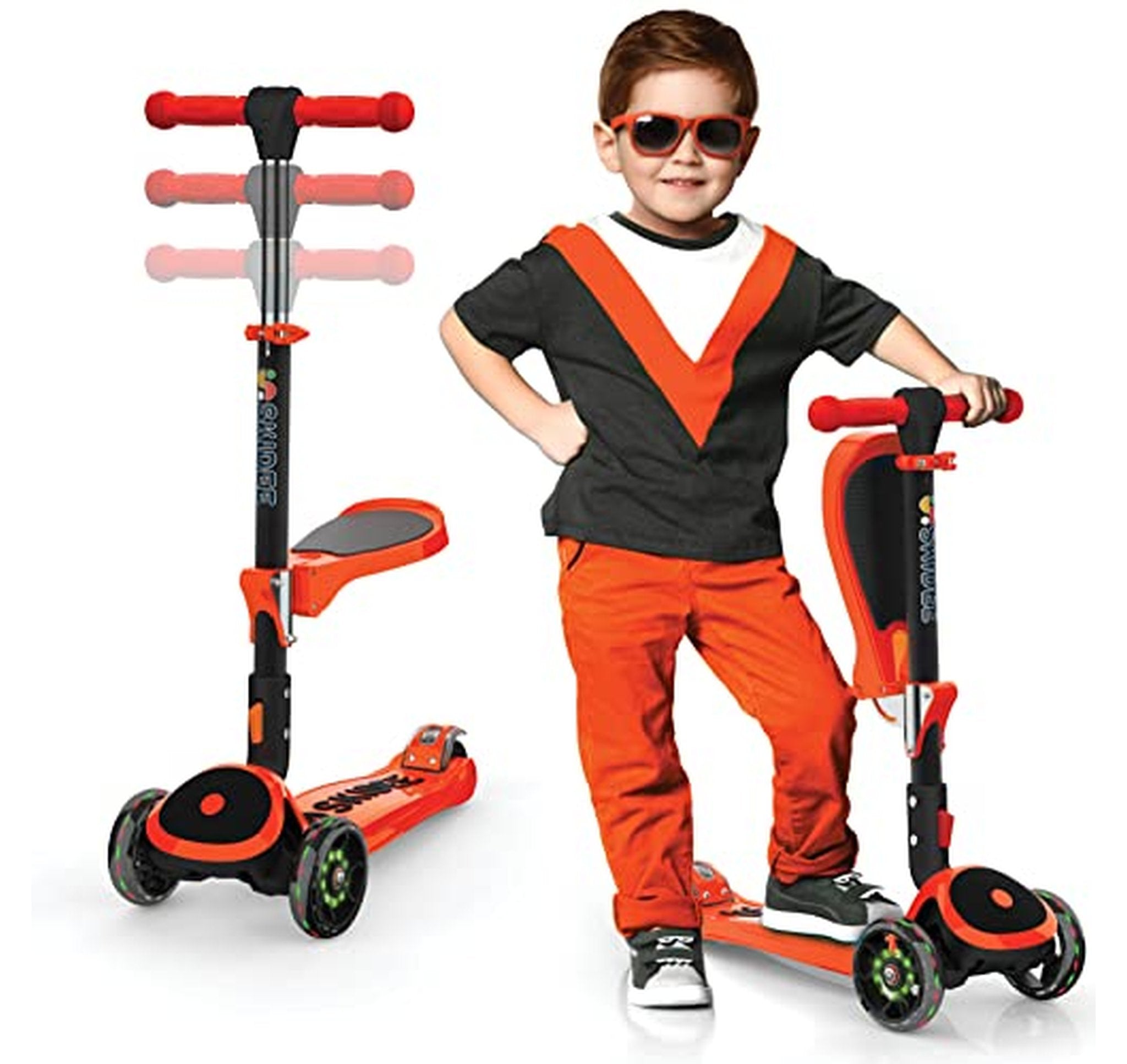 SKIDEE Adjustable 3 Wheel Kick Scooter with Seat