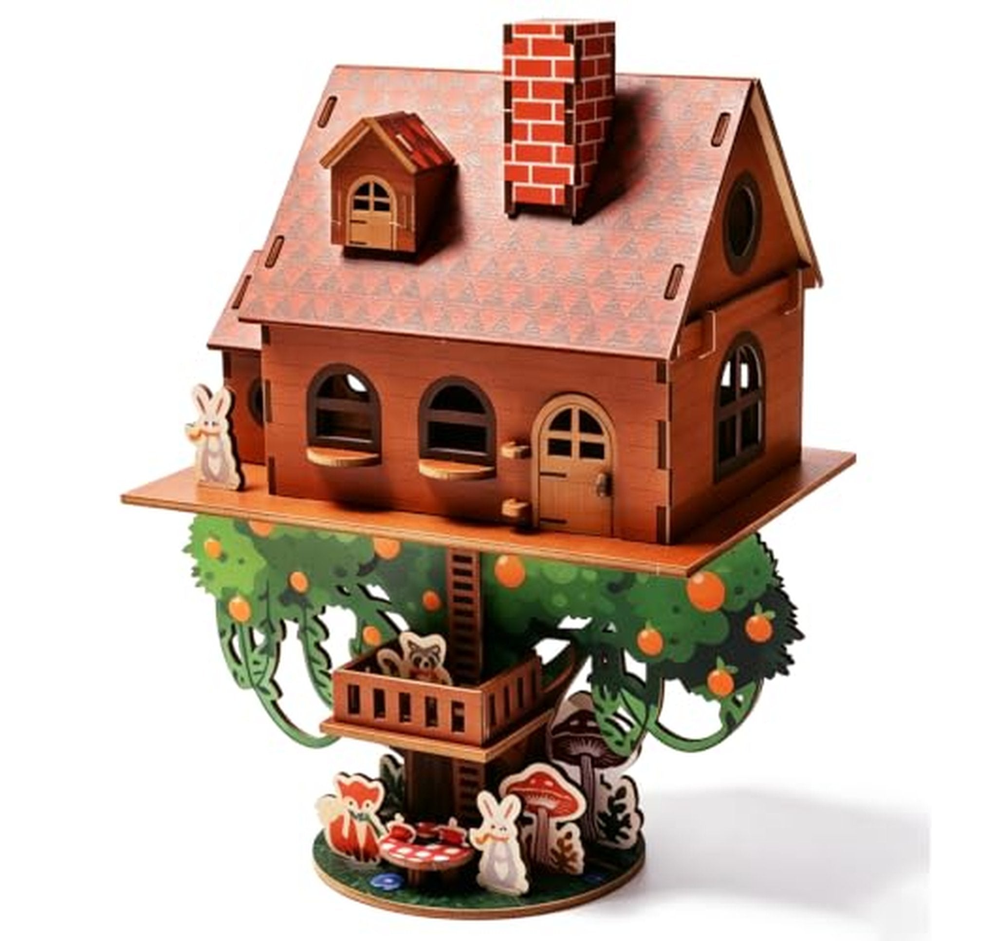 3D Wooden Orange Treehouse Puzzle Kit