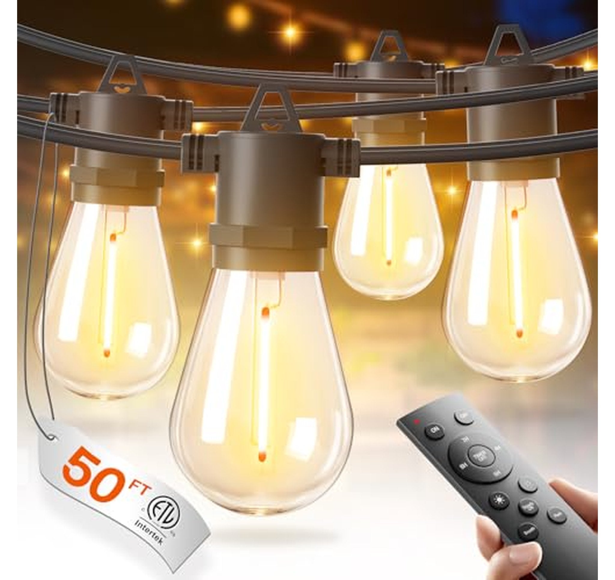 50FT LED Outdoor String Lights with Shatterproof Bulbs