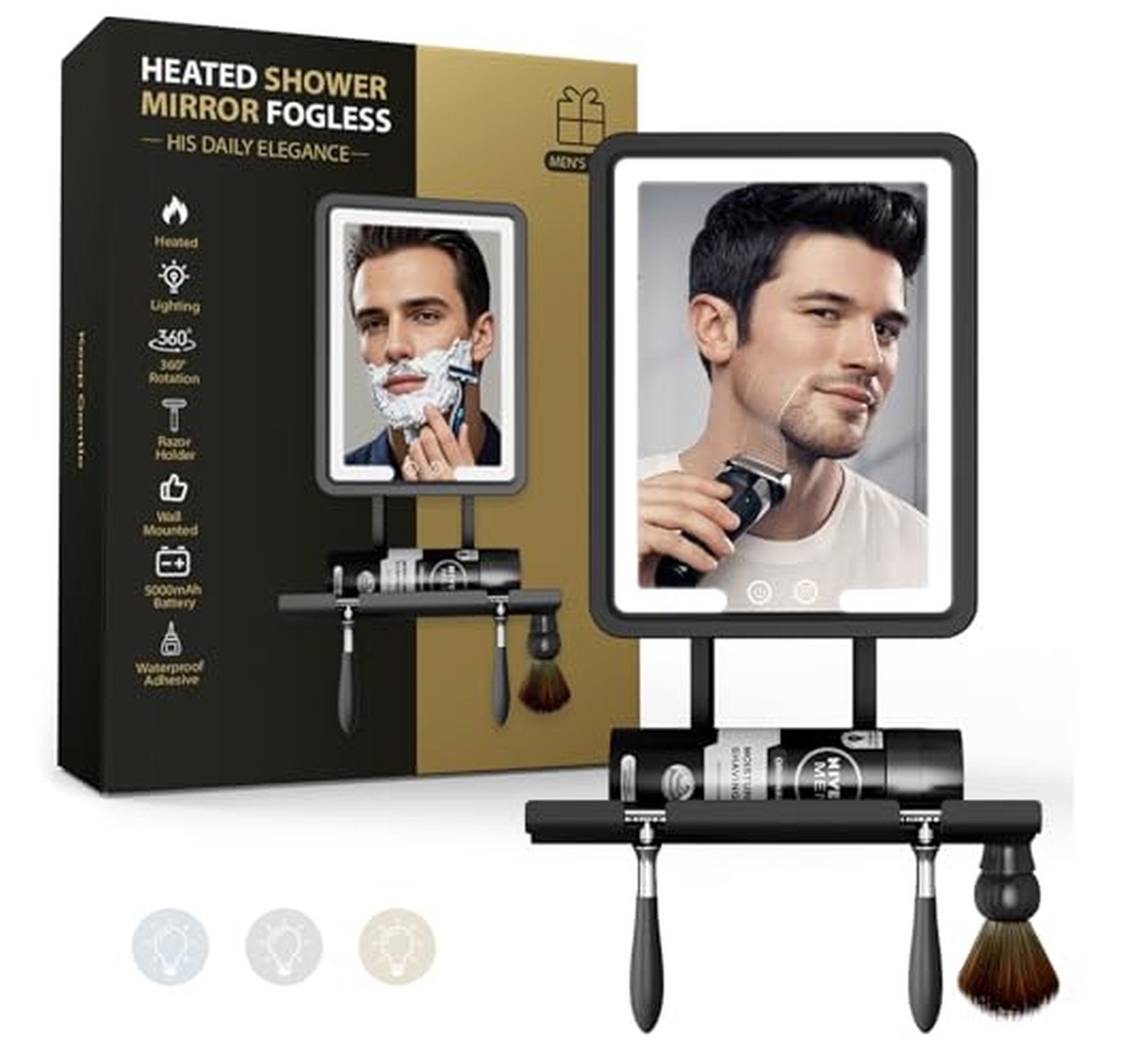 Fogless Lighted Heated Rechargeable Shower Shaving Mirror