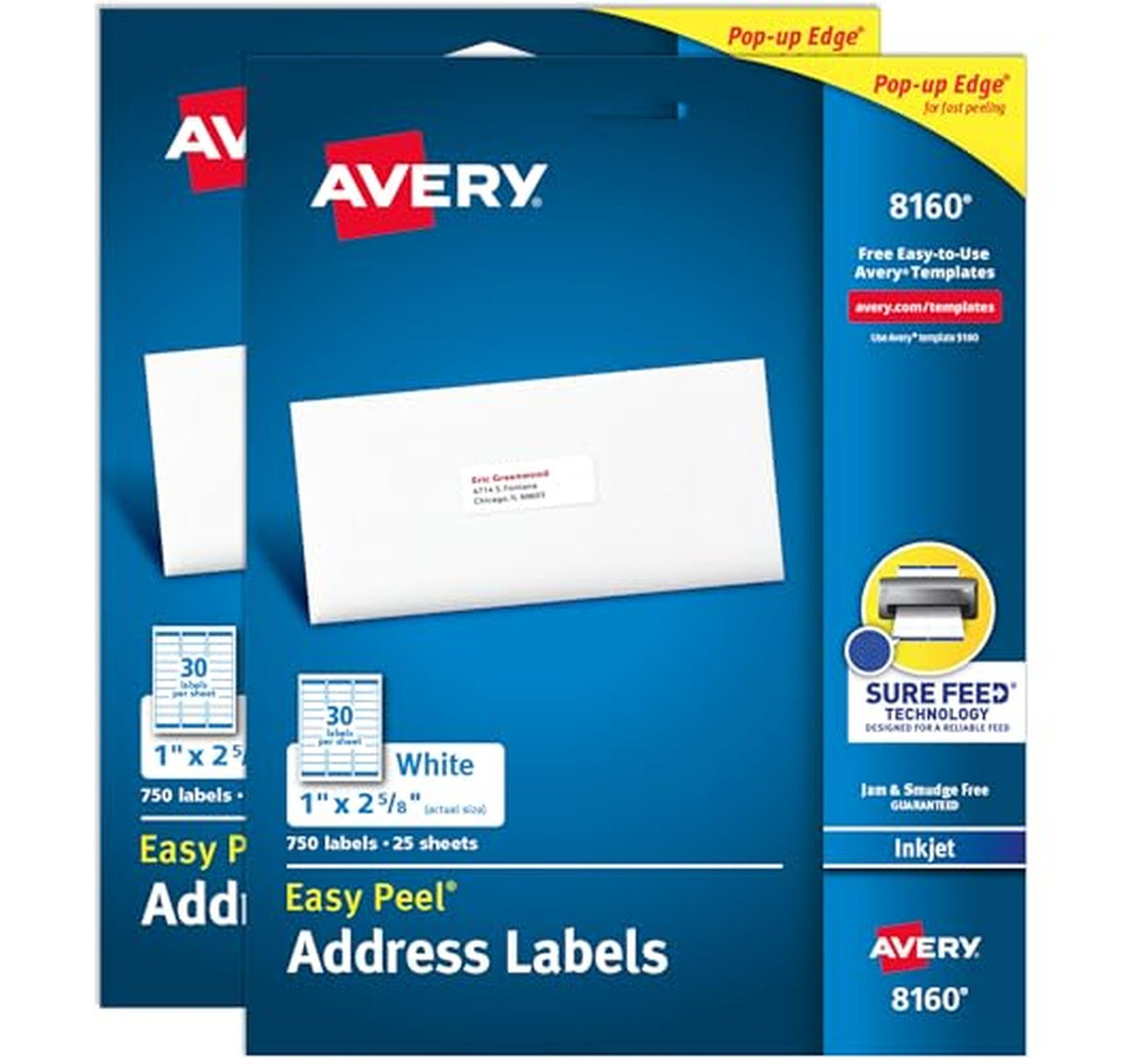2 Pack Avery Easy Peel Address Labels 1500 Count