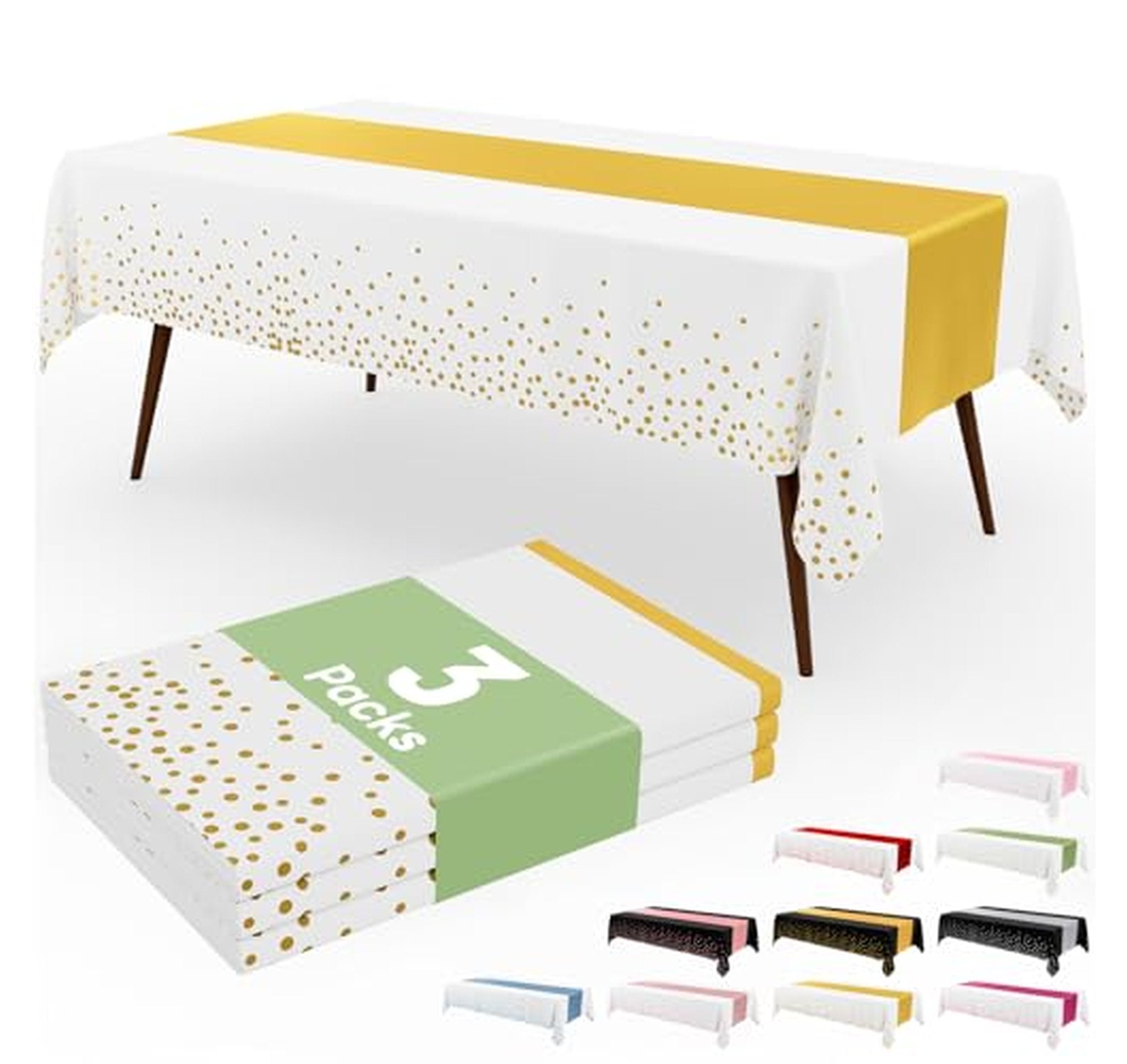 3 Pack Disposable Plastic Rectangle Tablecloths