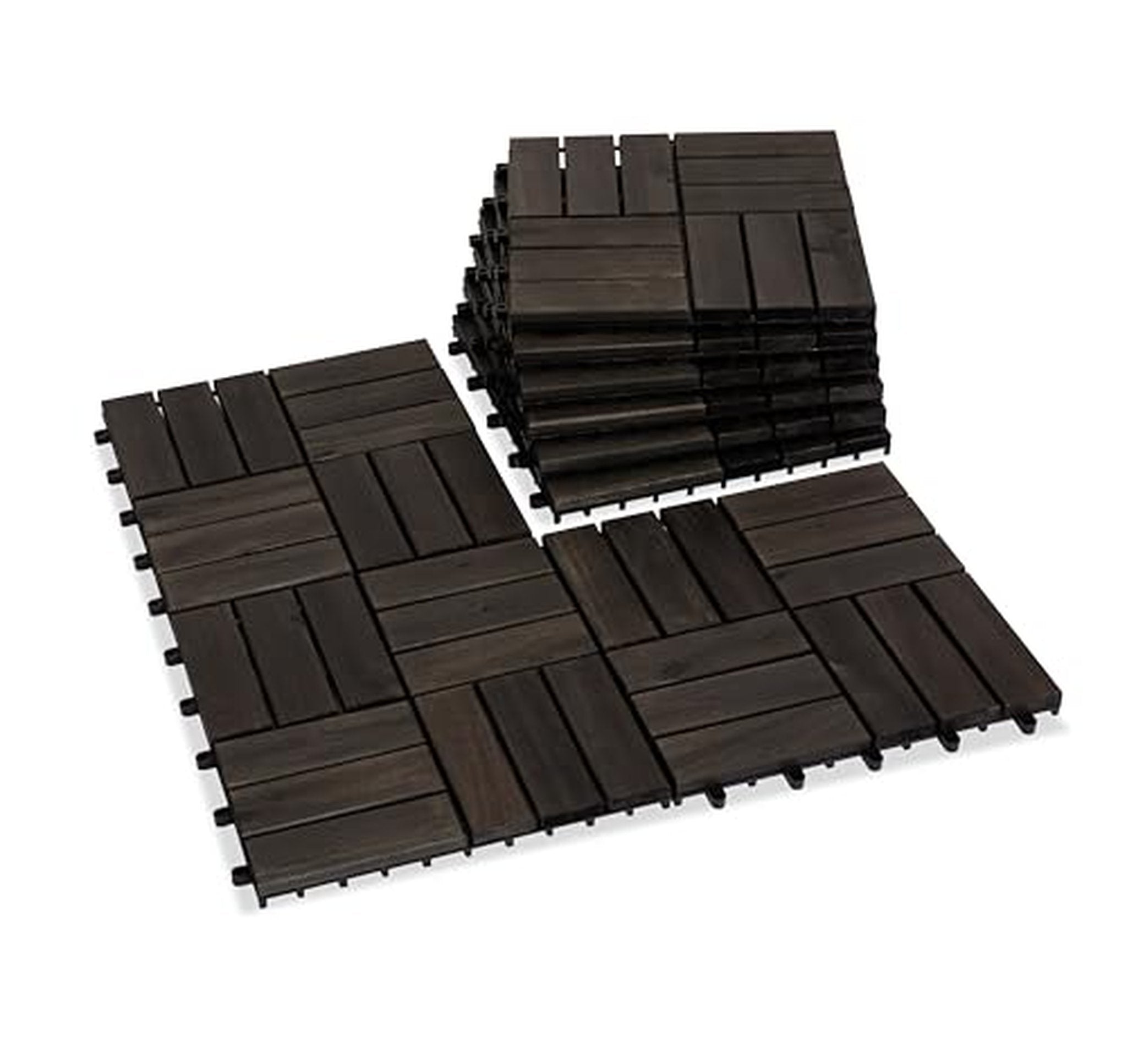 9 Pack Acacia Wood Interlocking Deck Tiles