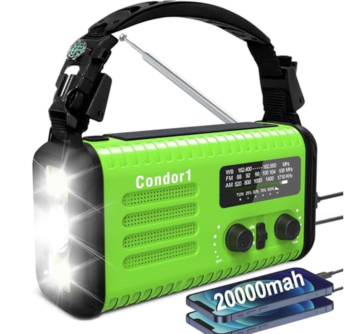 20000mAh Solar Hand Crank Emergency Weather Radio